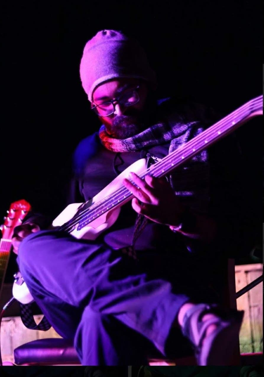 Playing bass on stage